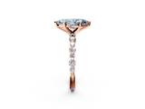 Rose gold Fancy Blue Marquise  Diamond Prong Set Engagement Ring with Pave Band_262