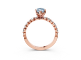 Rose gold Fancy Blue Marquise  Diamond Prong Set Engagement Ring with Pave Band_263