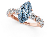 Rose gold Fancy Blue Marquise  Diamond Prong Setting with Side Stones on a Pave Band_137