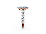 Rose gold Fancy Blue Marquise  Diamond Prong Setting with Side Stones on a Pave Band_138