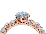 Rose gold Fancy Blue Marquise  Diamond Prong Setting with Side Stones on a Pave Band_140