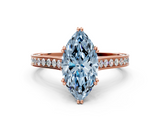 Rose gold Fancy Blue Marquise  Diamond Solitaire with Pave Band and Six-Prong Setting_20