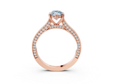 Rose gold Fancy Blue Marquise  Diamond Solitaire with Pave Band and Six-Prong Setting_23