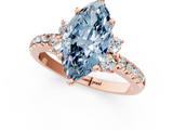 Rose gold Fancy Blue Marquise  Diamond Three-Stone Pave Band with Four-Prong Setting_21