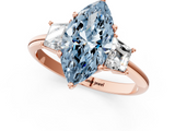 Rose gold Fancy Blue Marquise  Diamond Three-Stone Ring with Trapezoid Side Stones and Prong Setting_18