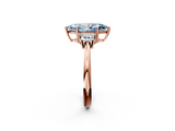 Rose gold Fancy Blue Marquise  Diamond Three-Stone Ring with Trapezoid Side Stones and Prong Setting_19