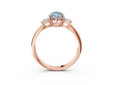 Rose gold Fancy Blue Marquise  Diamond Three-Stone Ring with Trapezoid Side Stones and Prong Setting_20