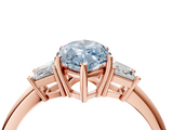 Rose gold Fancy Blue Marquise  Diamond Three-Stone Ring with Trapezoid Side Stones and Prong Setting_21
