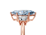 Rose gold Fancy Blue Marquise  Diamond Three-Stone Ring with Trapezoid Side Stones and Prong Setting_22