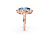 Rose gold Fancy Blue Marquise  Halo Cluster Diamond Engagement Ring with Prong Setting and Polished Band_95