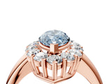 Rose gold Fancy Blue Marquise  Halo Cluster Diamond Engagement Ring with Prong Setting and Polished Band_97