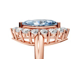 Rose gold Fancy Blue Marquise  Halo Cluster Diamond Engagement Ring with Prong Setting and Polished Band_98