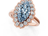 Rose gold Fancy Blue Marquise  Halo Cluster Diamond Engagement Ring with Solitaire Band and Prong Setting_50