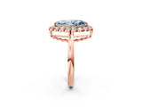 Rose gold Fancy Blue Marquise  Halo Cluster Diamond Engagement Ring with Solitaire Band and Prong Setting_51
