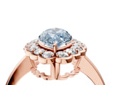 Rose gold Fancy Blue Marquise  Halo Cluster Diamond Engagement Ring with Solitaire Band and Prong Setting_53