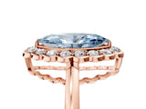 Rose gold Fancy Blue Marquise  Halo Cluster Diamond Engagement Ring with Solitaire Band and Prong Setting_54