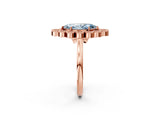 Rose gold Fancy Blue Marquise  Halo Diamond Cluster Engagement Ring with Milgrain Bezel Setting and Solitaire Band_47