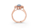 Rose gold Fancy Blue Marquise  Halo Diamond Cluster Engagement Ring with Milgrain Bezel Setting and Solitaire Band_48