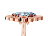 Rose gold Fancy Blue Marquise  Halo Diamond Cluster Engagement Ring with Milgrain Bezel Setting and Solitaire Band_50