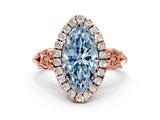 Rose gold Fancy Blue Marquise  Halo Diamond Engagement Ring with Filigree Band and Four-Prong Setting_81