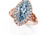 Rose gold Fancy Blue Marquise  Halo Diamond Engagement Ring with Filigree Band and Four-Prong Setting_82