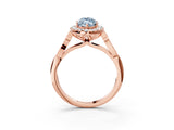 Rose gold Fancy Blue Marquise  Halo Diamond Engagement Ring with Filigree Band and Four-Prong Setting_84