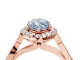 Rose gold Fancy Blue Marquise  Halo Diamond Engagement Ring with Filigree Band and Four-Prong Setting_85