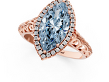 Rose gold Fancy Blue Marquise  Halo Diamond Engagement Ring with Intricate Filigree Band and Four-Prong Setting_38