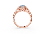 Rose gold Fancy Blue Marquise  Halo Diamond Engagement Ring with Intricate Filigree Band and Four-Prong Setting_40