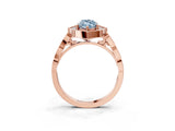 Rose gold Fancy Blue Marquise  Halo Diamond Engagement Ring with Milgrain Band and Four-Prong Setting_56