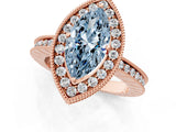 Rose gold Fancy Blue Marquise  Halo Diamond Engagement Ring with Milgrain Pave Band and Four-Prong Setting_39