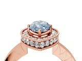 Rose gold Fancy Blue Marquise  Halo Diamond Engagement Ring with Milgrain Pave Band and Four-Prong Setting_42