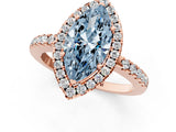 Rose gold Fancy Blue Marquise  Halo Diamond Engagement Ring with Pavé Band and Four-Prong Setting_160