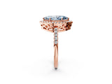 Rose gold Fancy Blue Marquise  Halo Diamond Engagement Ring with Pavé Band and Four-Prong Setting_161