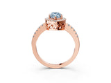 Rose gold Fancy Blue Marquise  Halo Diamond Engagement Ring with Pavé Band and Four-Prong Setting_162