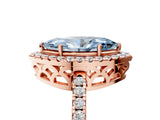 Rose gold Fancy Blue Marquise  Halo Diamond Engagement Ring with Pavé Band and Four-Prong Setting_164