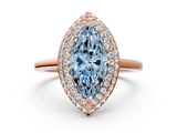 Rose gold Fancy Blue Marquise  Halo Diamond Engagement Ring with Solitaire Band and Four-Prong Setting_19