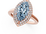 Rose gold Fancy Blue Marquise  Halo Diamond Engagement Ring with Solitaire Band and Four-Prong Setting_20