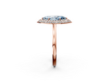 Rose gold Fancy Blue Marquise  Halo Diamond Engagement Ring with Solitaire Band and Four-Prong Setting_21