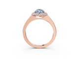 Rose gold Fancy Blue Marquise  Halo Diamond Engagement Ring with Solitaire Band and Four-Prong Setting_22