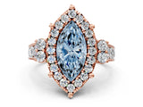 Rose gold Fancy Blue Marquise  Halo Diamond Engagement Ring with Split Shank and Four-Prong Setting_43