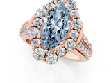Rose gold Fancy Blue Marquise  Halo Diamond Engagement Ring with Split Shank and Prong Setting_67