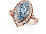 Rose gold Fancy Blue Marquise  Halo Diamond Engagement Ring with Twisted Band and Four-Prong Setting 2