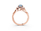 Rose gold Fancy Blue Marquise  Halo Diamond Engagement Ring with Twisted Band and Four-Prong Setting 4