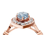 Rose gold Fancy Blue Marquise  Halo Diamond Engagement Ring with Twisted Band and Four-Prong Setting 5