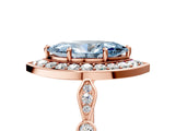 Rose gold Fancy Blue Marquise  Halo Diamond Engagement Ring with Twisted Band and Four-Prong Setting