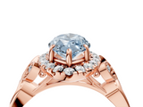 Rose gold Fancy Blue Marquise  Halo Diamond Engagement Ring with Vintage-Inspired Band and Four-Prong Setting_7