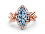 Rose gold Fancy Blue Marquise  Halo Diamond Floral Band with Four-Prong Setting_55