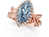 Rose gold Fancy Blue Marquise  Halo Diamond Floral Band with Four-Prong Setting_56