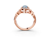 Rose gold Fancy Blue Marquise  Halo Diamond Floral Band with Four-Prong Setting_58